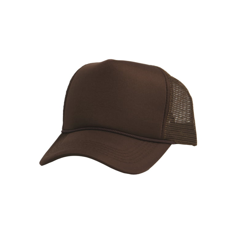 Top Headwear Blank Trucker Hat - Mens Trucker Hats Foam Mesh Snapback Brown