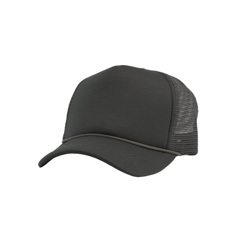 Top Headwear Blank Trucker Hat - Mens Trucker Hats Foam Mesh Snapback Dark  Grey 
