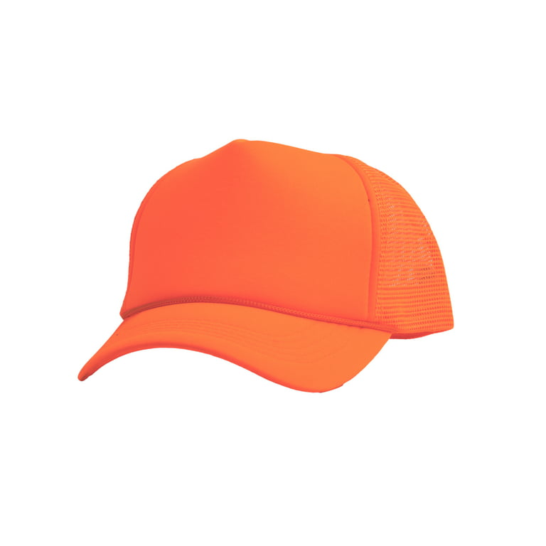 Neon Orange Hat, Blank Hat, Trucker Hat, Plain Hats, Mesh Hat