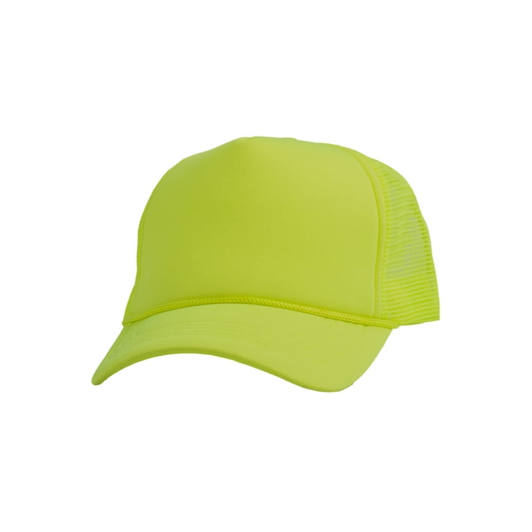 Top Headwear Blank Trucker Hat - Mens Trucker Hats Foam Mesh Snapback Neon  Yellow
