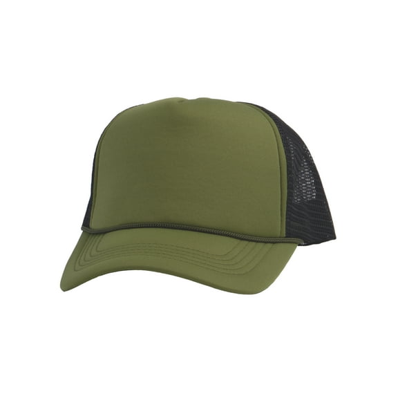 Top Headwear Blank Trucker Hat - Mens Trucker Hats Foam Mesh Snapback Olive/Black