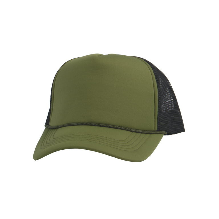 Top Headwear Blank Trucker Hat - Mens Trucker Hats Foam Mesh Snapback  Olive/Black