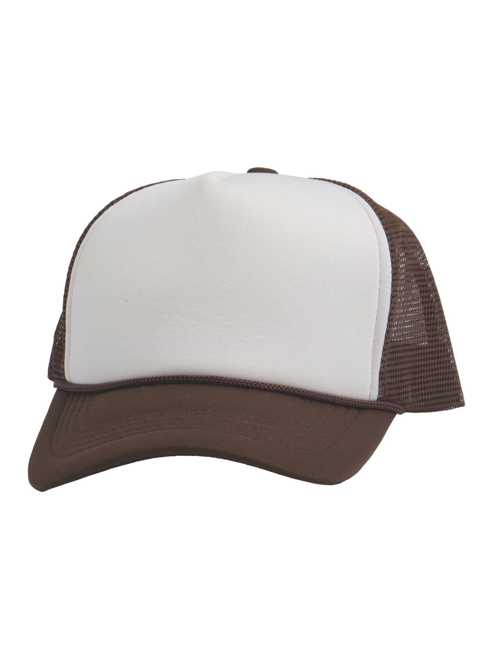 Top Headwear Blank Trucker Hat - Mens Trucker Hats Foam Mesh Snapback  White/Brown
