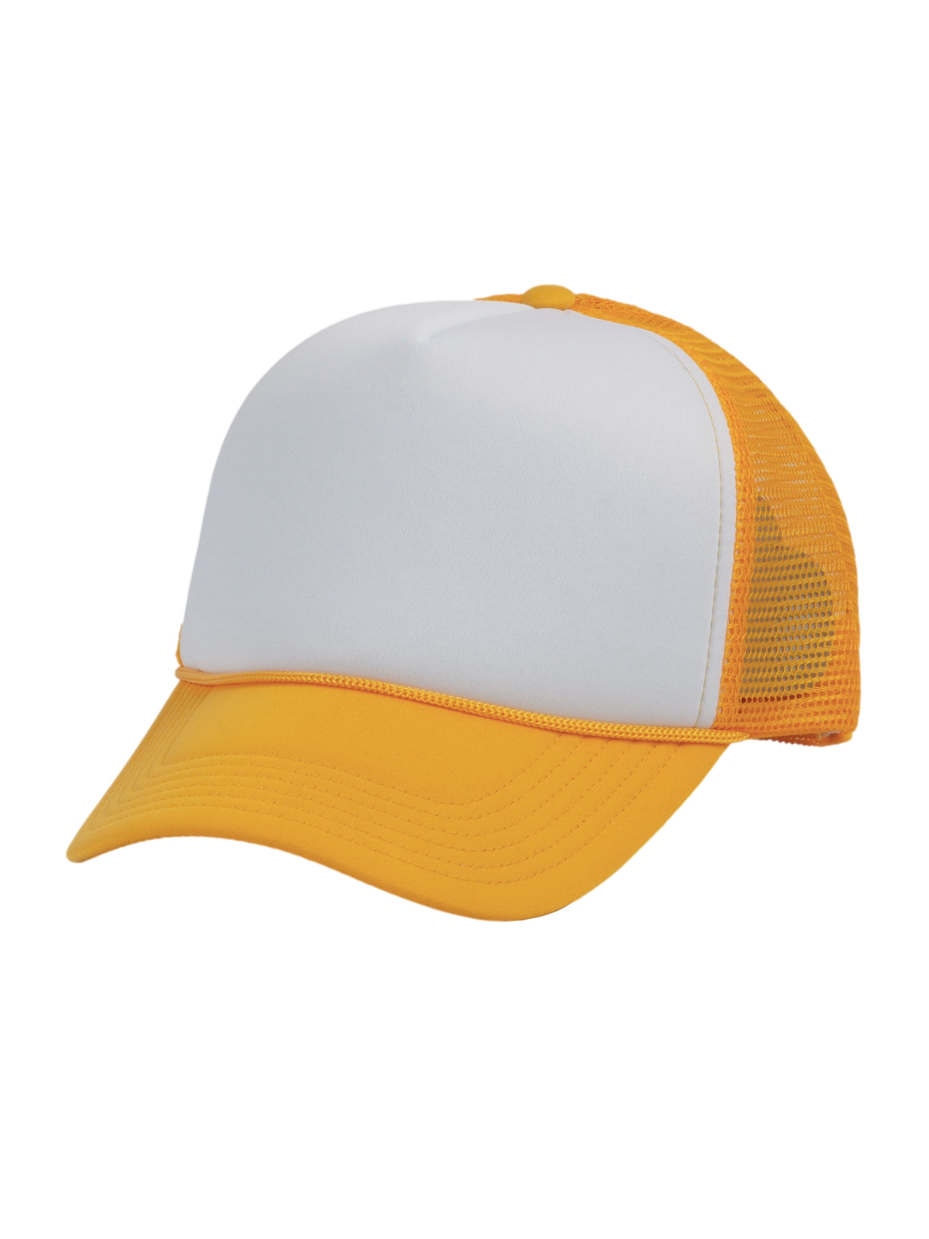 Wholesale FOAM Mesh Trucker 5 Panel Curved Snapback Blank Hats - Gold