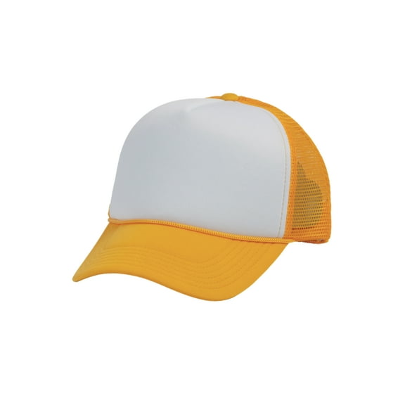Top Headwear Blank Trucker Hat - Mens Trucker Hats Foam Mesh Snapback White/Gold