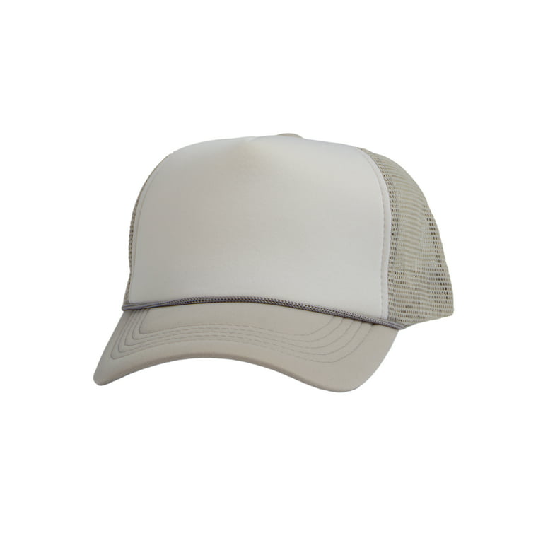 Top Headwear Blank Trucker Hat - Mens Trucker Hats Foam Mesh Snapback  White/Light Grey