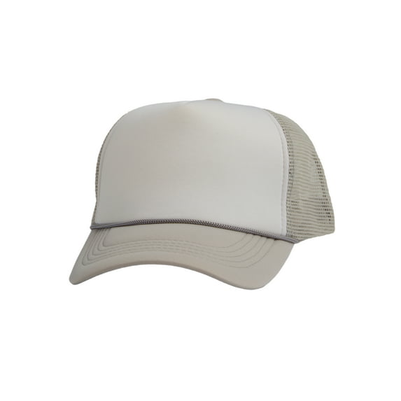 Top Headwear Blank Trucker Hat - Mens Trucker Hats Foam Mesh Snapback White/Light Grey