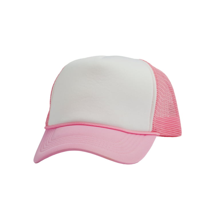 Top Headwear Blank Trucker Hat - Mens Trucker Hats Foam Mesh Snapback  White/Light Pink