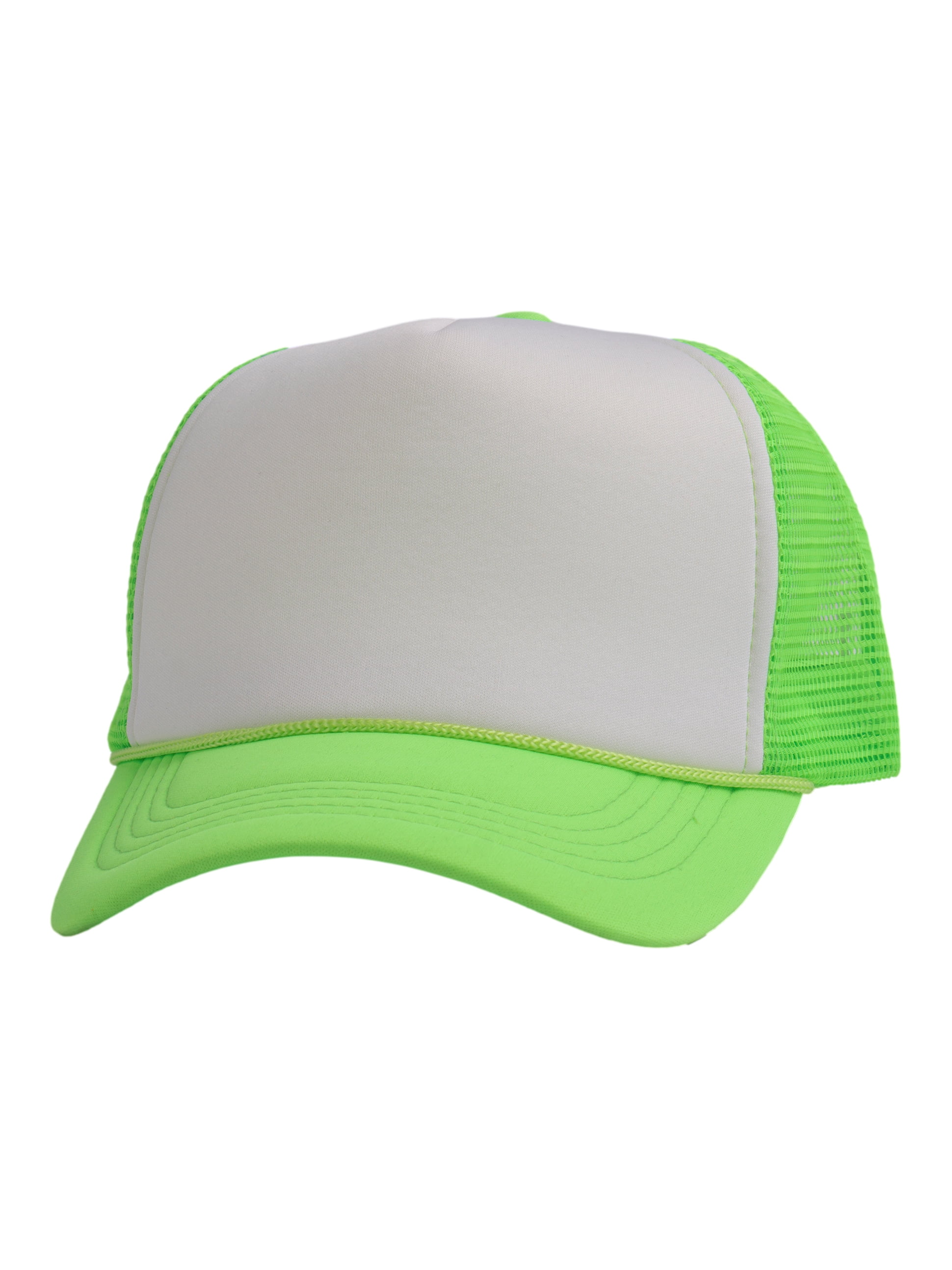 Top Headwear Blank Trucker Hat - Mens Trucker Hats Foam Mesh Snapback  White/Neon Green 