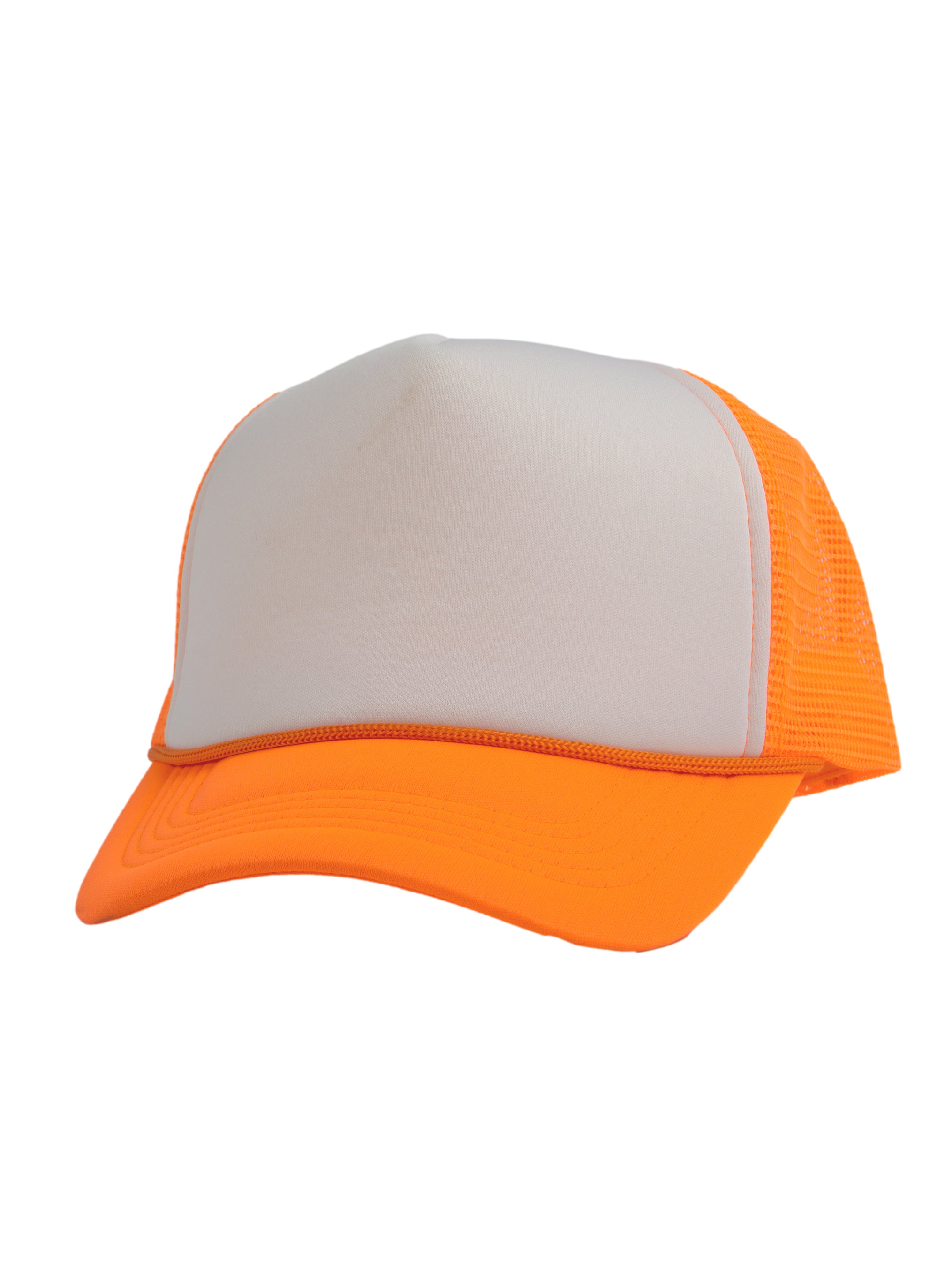 Top Headwear Blank Trucker Hat - Mens Trucker Hats Foam Mesh Snapback  White/Neon Orange