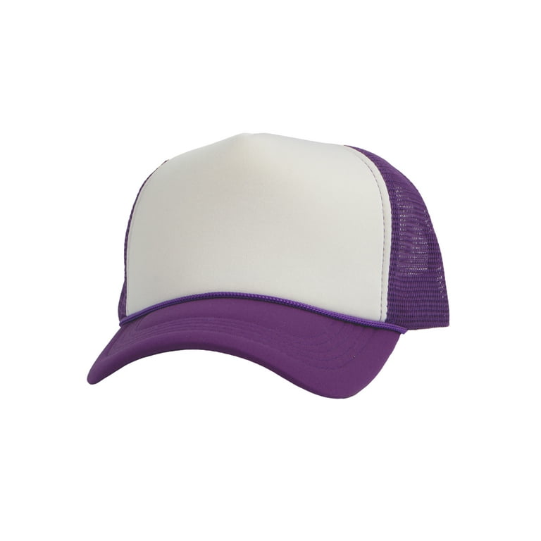 Top Headwear Blank Trucker Hat - Mens Trucker Hats Foam Mesh Snapback  White/Purple
