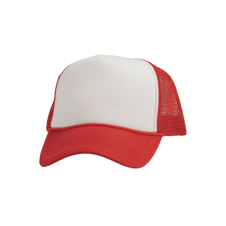 Top Headwear Blank Trucker Hat - Mens Trucker Hats Foam Mesh Snapback  White/Red