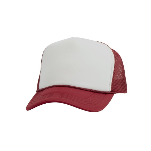 Top Headwear Blank Trucker Hat - Mens Trucker Hats Foam Mesh Snapback White/Wine