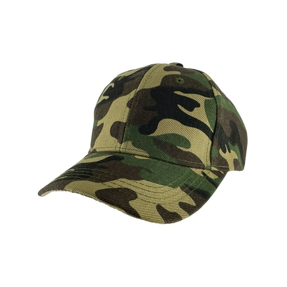 Top Headwear Blank Youth Baseball Adjustable Hook and Loop Hat - Camo