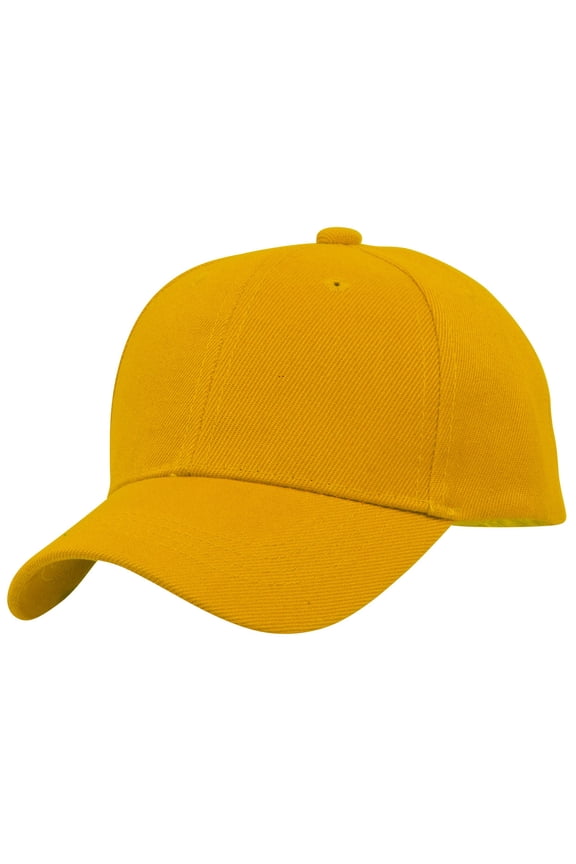 Top Headwear Blank Youth Baseball Adjustable Hook and Loop Hat - Yellow