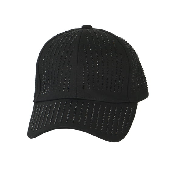Top Headwear Bling Rhinestone Studded Cotton Baseball Cap - Black