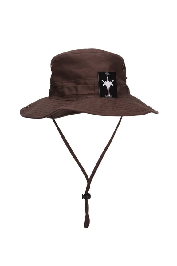 Top Headwear Boonie Hunting Hat w/ Snaps and Cord - Brown