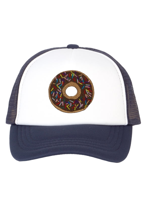Top Headwear Boys Girls Donut Hat - Youth Snapback Trucker Cap, Navy/White