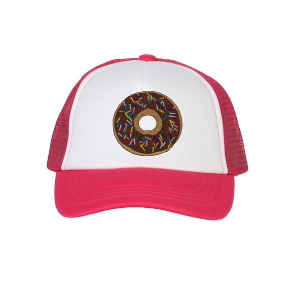 Top Headwear Boys Girls Donut Hat - Youth Snapback Trucker Cap, Pink/White