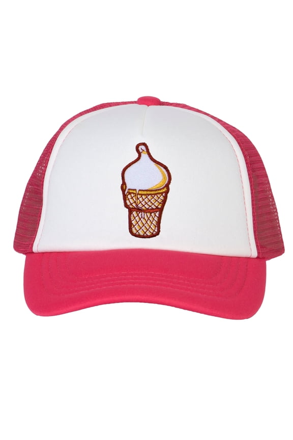 Top Headwear Boys Girls Ice Cream Hat - Youth Snapback Trucker Cap, Pink/White
