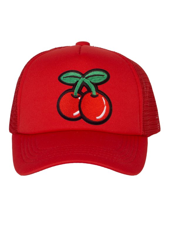 Top Headwear Boys Girls Red Cherry Hat - Youth Snapback Trucker Cap, Red