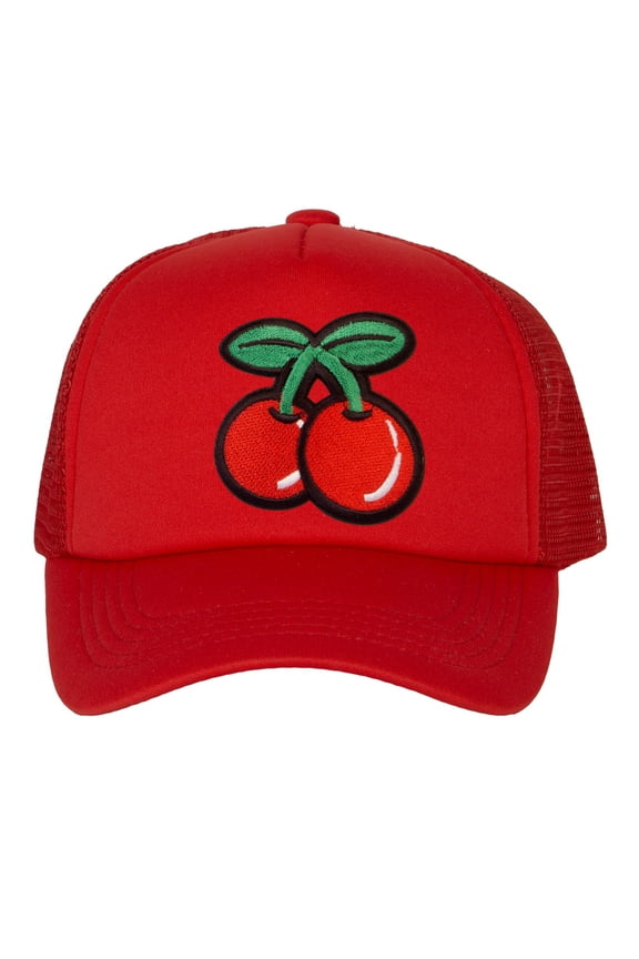 Top Headwear Boys Girls Red Cherry Hat - Youth Snapback Trucker Cap, Red