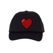 Top Headwear Boys Girls Retro Heart Hat - Youth Retro 8 Bit Pixelated Gamer Snapback Trucker Cap, Black