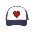 thumbnail image 1 of Top Headwear Boys Girls Retro Heart Hat - Youth Retro 8 Bit Pixelated Gamer Snapback Trucker Cap, Navy/White, 1 of 2