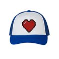 thumbnail image 1 of Top Headwear Boys Girls Retro Heart Hat - Youth Retro 8 Bit Pixelated Gamer Snapback Trucker Cap, Royal/White, 1 of 2