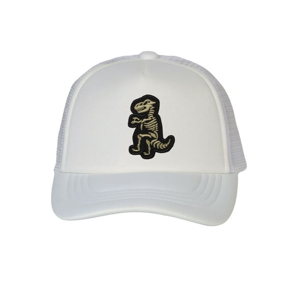 Top Headwear Boys Girls T-Rex Dinosaur Hat - Youth Dino Skeleton Snapback Trucker Cap, White