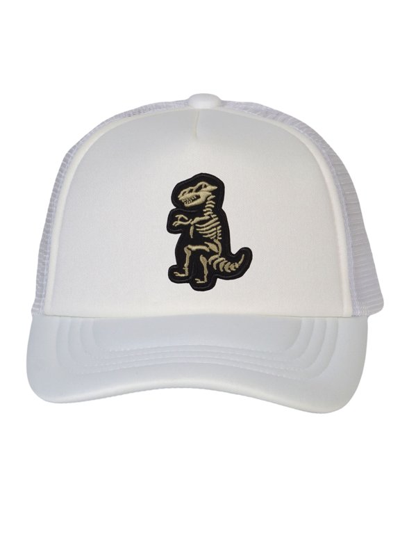 Top Headwear Boys Girls T-Rex Dinosaur Hat - Youth Dino Skeleton Snapback Trucker Cap, White