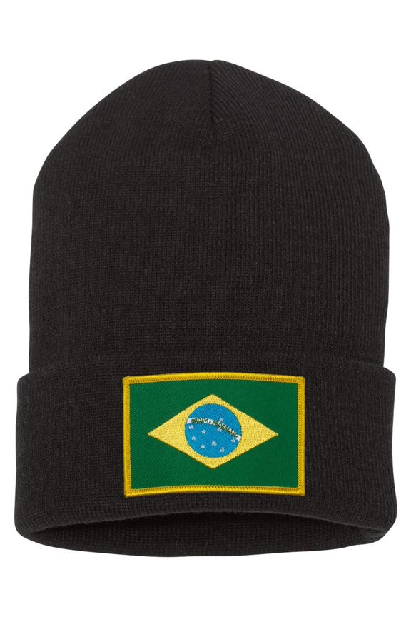Top Headwear Brazil Beanie - Men's Womens Long Winter Cuff Beanie Cap, Black