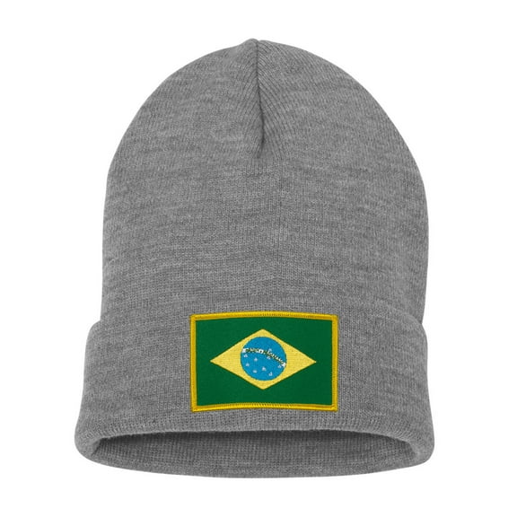 Top Headwear Brazil Beanie - Men's Womens Long Winter Cuff Beanie Cap, Heather Grey