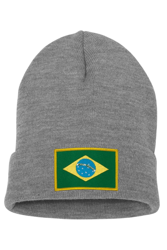 Top Headwear Brazil Beanie - Men's Womens Long Winter Cuff Beanie Cap, Heather Grey