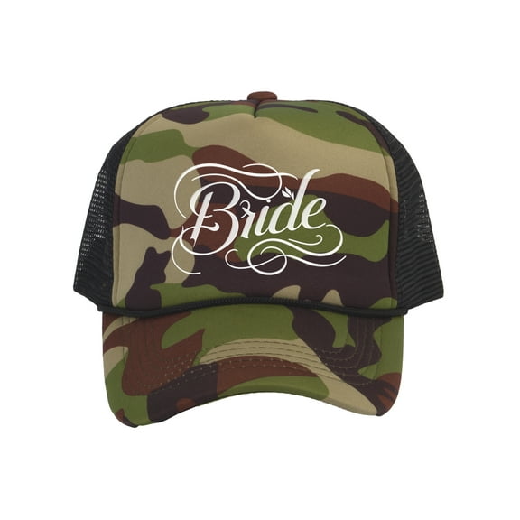 Top Headwear Bride Hat - Trucker Cap Accessories Gifts for Bachelorette Party Camo/Black, White