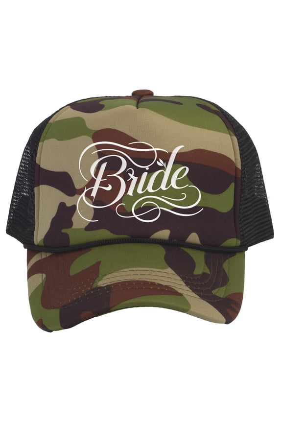 Top Headwear Bride Hat - Trucker Cap Accessories Gifts for Bachelorette Party Camo/Black, White