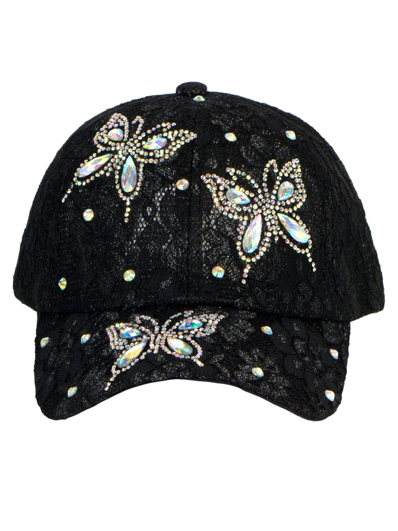 Top Headwear Butterfly Lace Rhinestone Hat - Womens Crystal  display picture 2