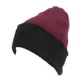 thumbnail image 1 of Top Headwear Cable Knit Long Winter Beanie - Burgundy/Black, 1 of 5