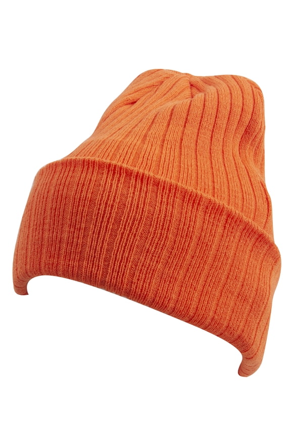 Top Headwear Cable Knit Long Winter Beanie - Orange