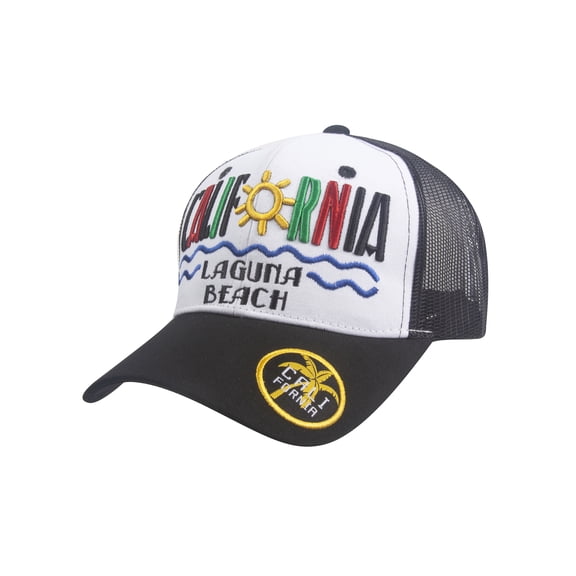 Top Headwear California Beach Adjustable Trucker Hat - Laguna Beach - Black/White