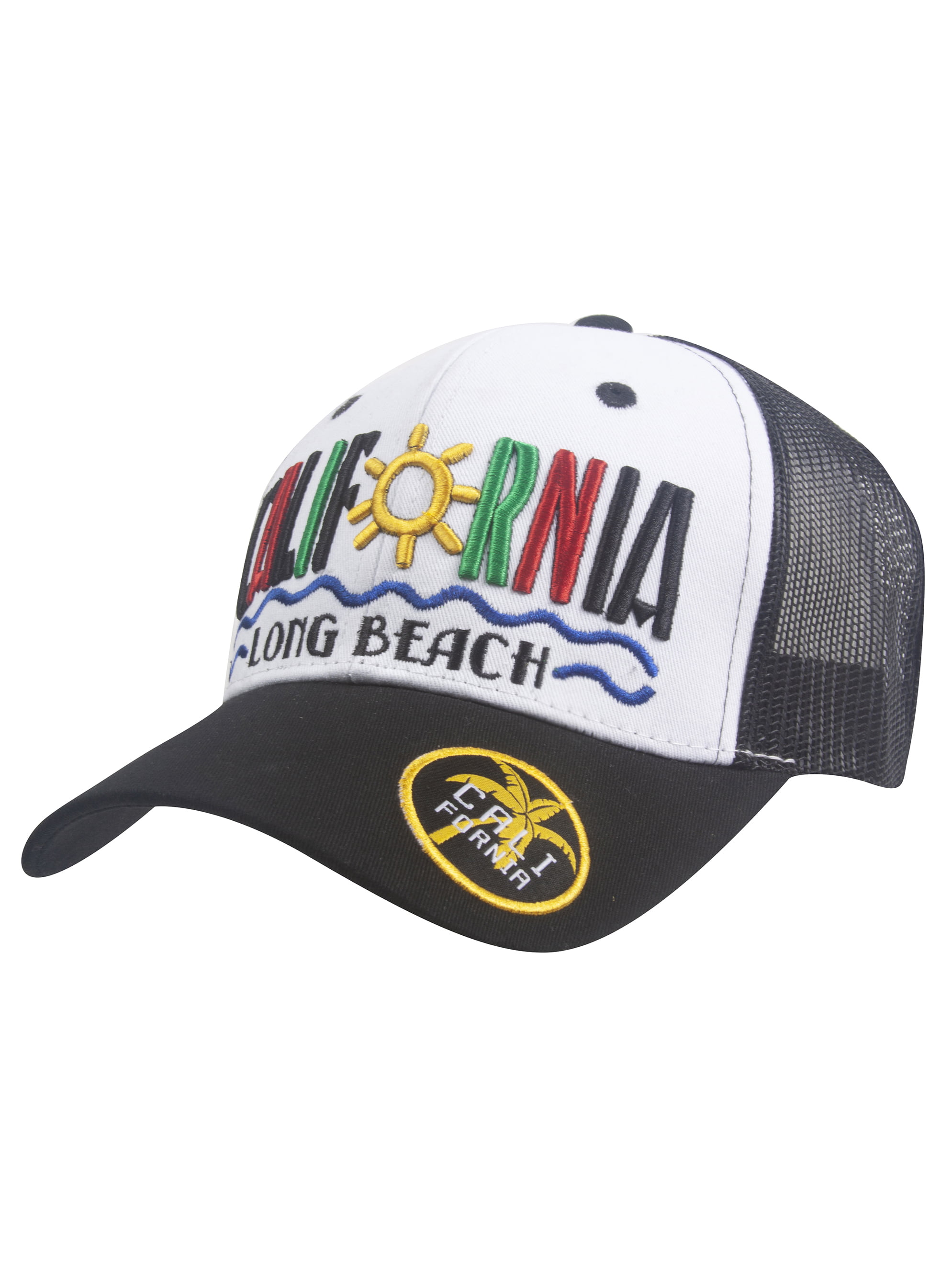 Top Headwear California Beach Adjustable Trucker Hat - Long Beach -  Black/White 