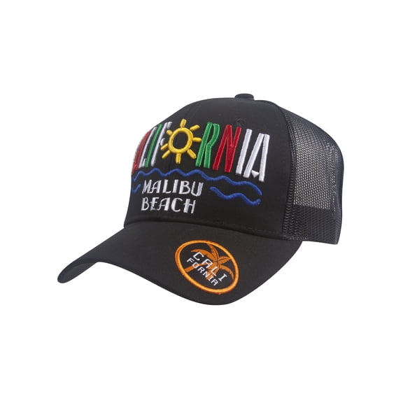 Top Headwear California Beach Adjustable Trucker Hat - Malibu Beach - Black