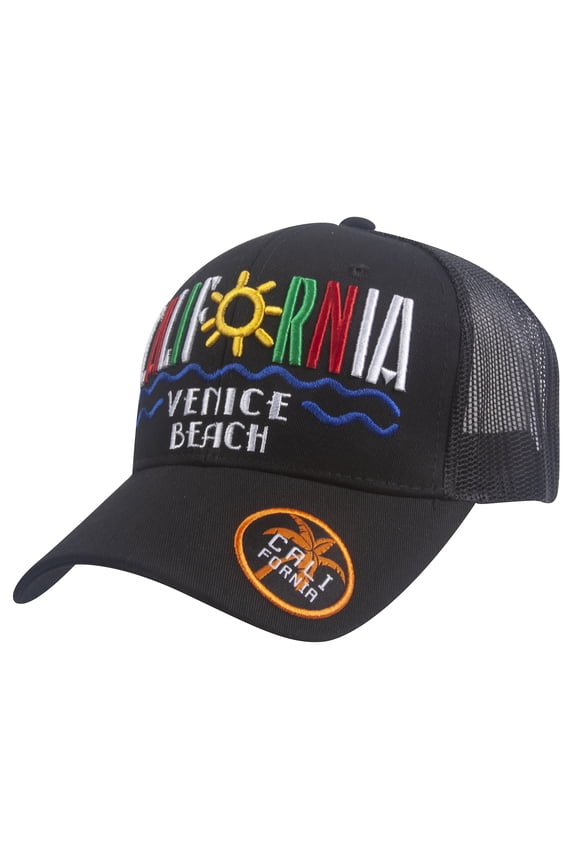 Top Headwear California Beach Adjustable Trucker Hat - Venice Beach - Black