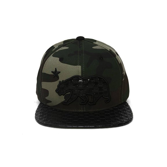 Top Headwear California Republic Bear Snapback w/ Quilted Bill - Camo/Black
