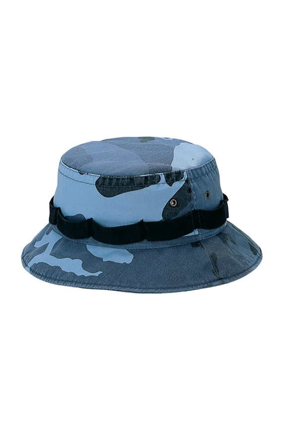 Top Headwear Camouflage Twill Washed Hunting Bucket Hat - Blue Camo - S