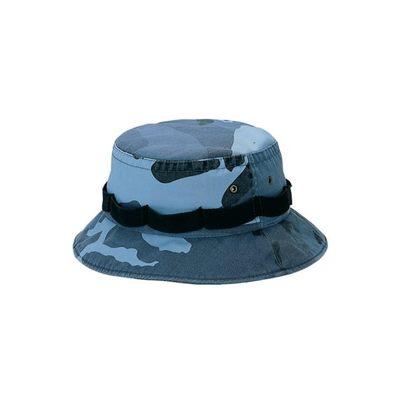 Top Headwear Camouflage Twill Washed Hunting Bucket Hat - Blue Camo - XL