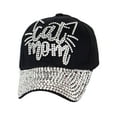 thumbnail image 1 of Top Headwear Cat Mom Rhinestone Distressed Denim Baseball Cap - Black, 1 of 4