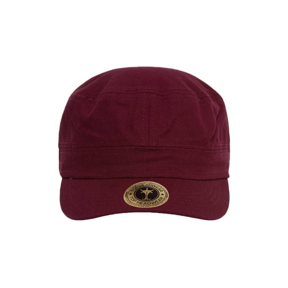 Top Headwear Cotton Adjustable Cadet Caps - Burgundy