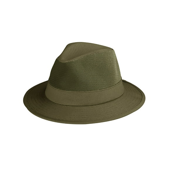 Top Headwear Cotton Twill Mesh Crown Sun Hat - Olive - Medium