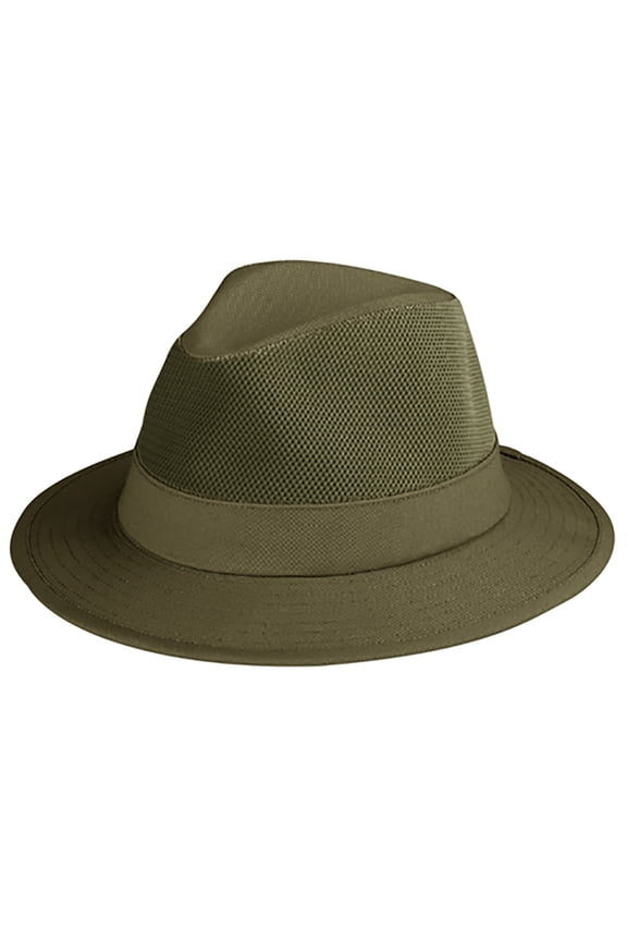 Top Headwear Cotton Twill Mesh Crown Sun Hat - Olive - Small
